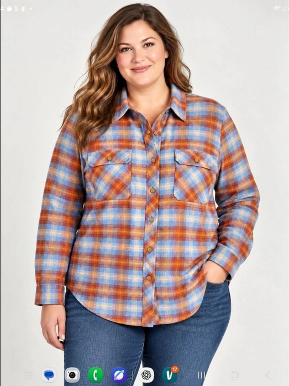 Duluth Trading Folklore Flannel Plaid Flannel Shirt Blue & Orange Size 1X